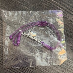 I 💖 Gymnastics Purple Pull String Bracelet